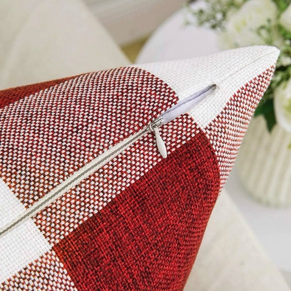 Pack of 4 Checkers Buffalo Plaids Linen Pillow Covers 20x20 - Picture 6 of 8